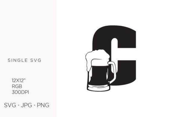 Big Glass of Beer, Letter C: Creative Vector Art