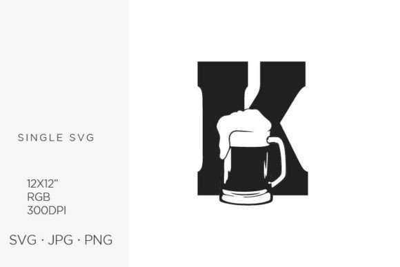 Big Glass of Beer & Letter K Vector Art