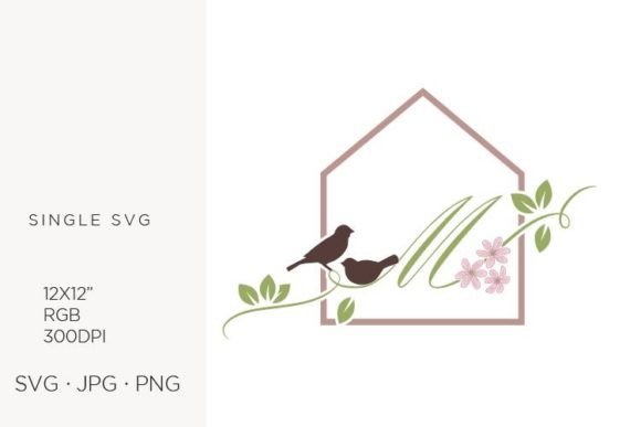 Birds Floral House, Letter M Design