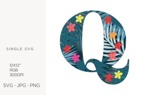 Bringing Nature to Typography: The Versatility of Palm Leaves and Flowers Inside Letter Q