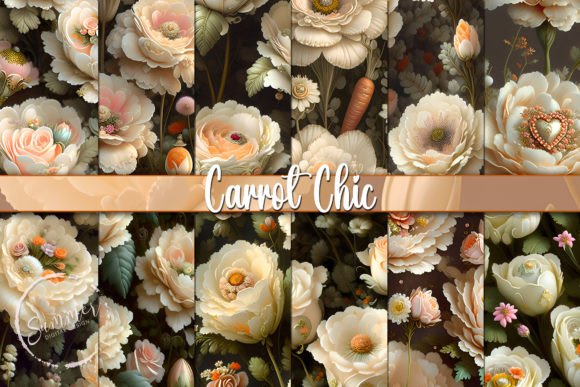 Chic Carrot Roses Seamless Pattern: Elevating Design with Shabby Chic Florals