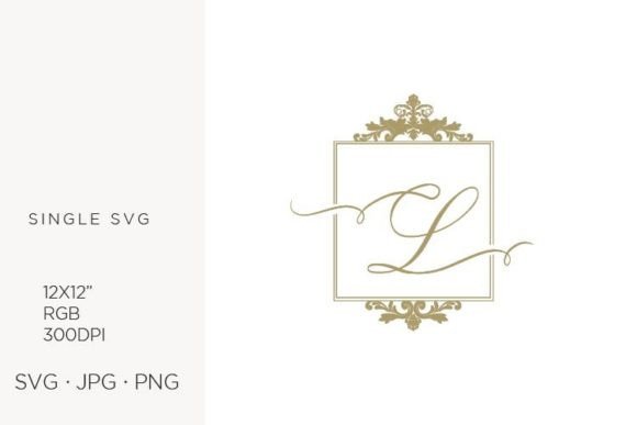 Elevating Brand Identity with the Golden Monogram Frame Victorian Letter L