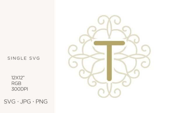 Letter T Swirl Ornamental Monogram Design