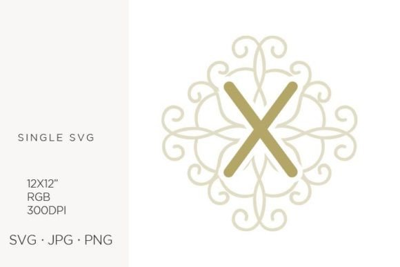 Letter X Swirl Ornamental Monogram Vector