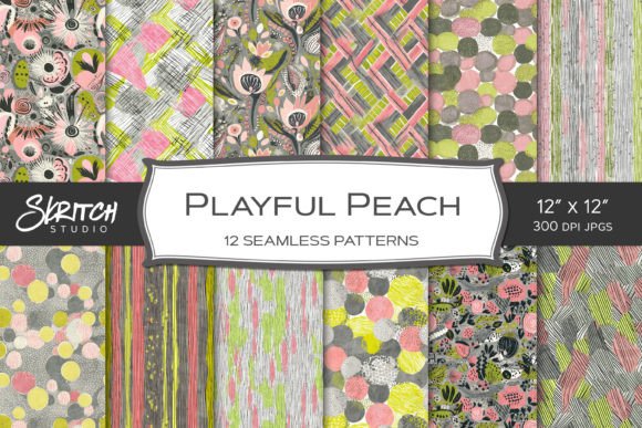 Playful Peach Patterns: Whimsical Digital Textures