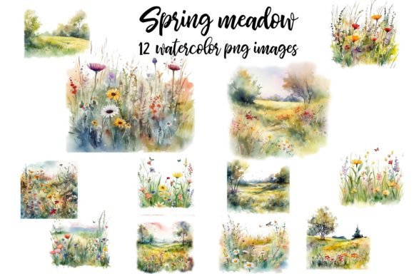 Spring Meadow Watercolor: Bringing Soft, Natural Beauty to Your Creative Projects